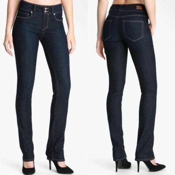Paige Hidden Hills Straight Dark Wash Denim Blue Jeans Sz 26 - Picture 1 of 16